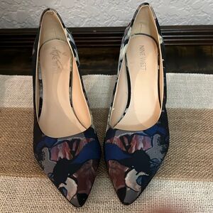 Nine West Blue and Black Patterned Heels